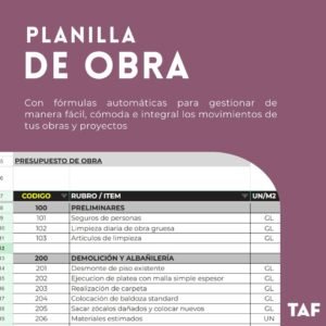 Planilla de obra